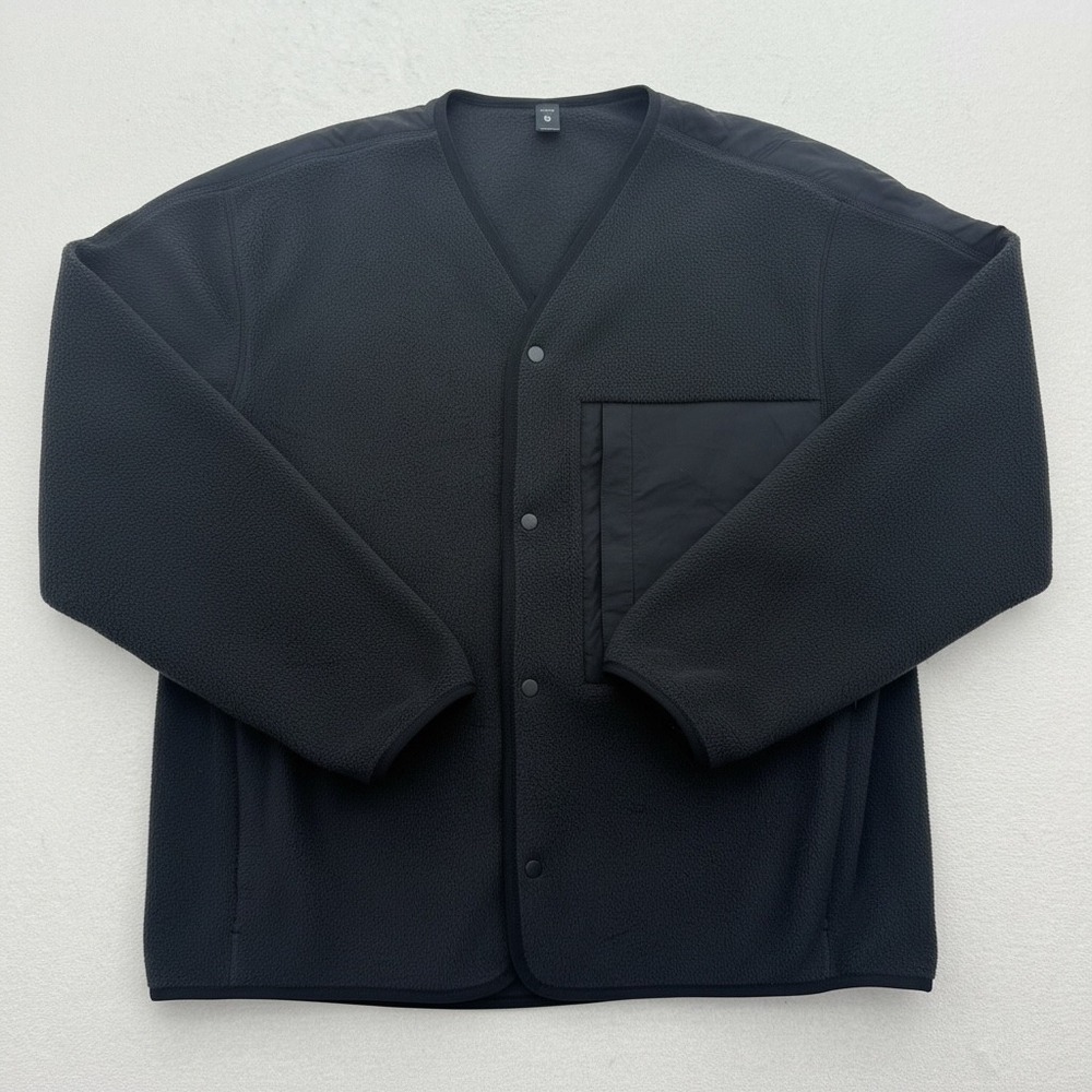 Lululemon Fleece Snap-Front Cardigan Mens XXL Black LM3EQNS Relaxed Fit New